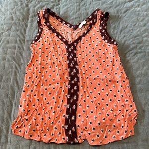 Loft Sleeveless Top, Tank Top, Pink, Floral, Boho, Size S